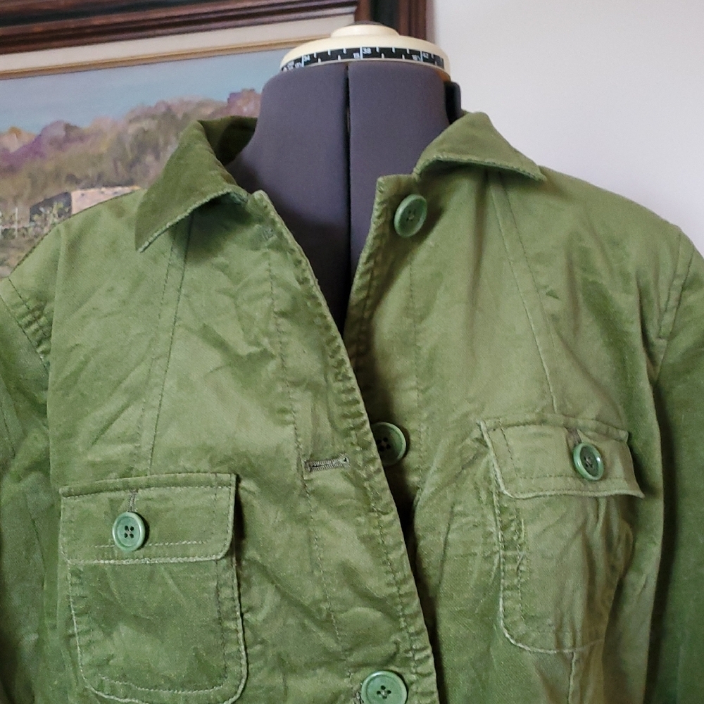 Talbots Olive Utility Button-Front Jacket - image 2